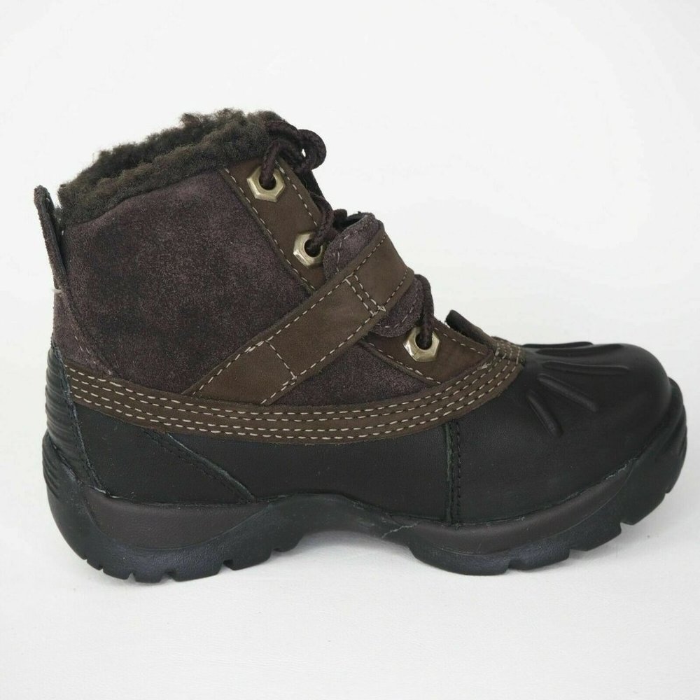 Timberland Mallard Winter Toddlers Boots Black Leather Brown Suede 33874 M - Picture 3 of 12